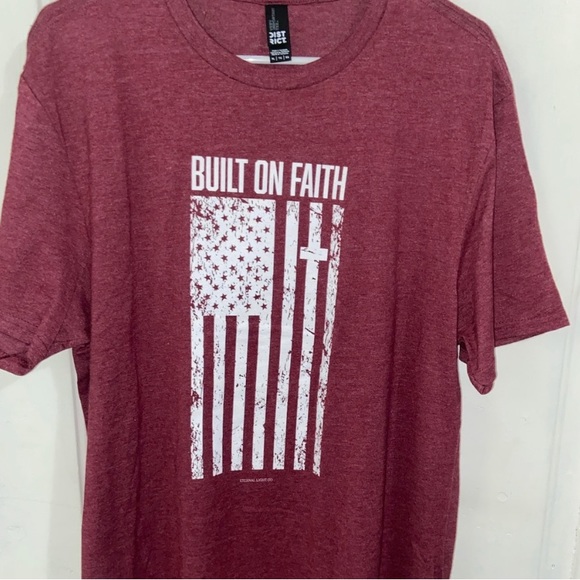 District Other - Faith based shirt: ‘Built on faith’ with flag & cross.